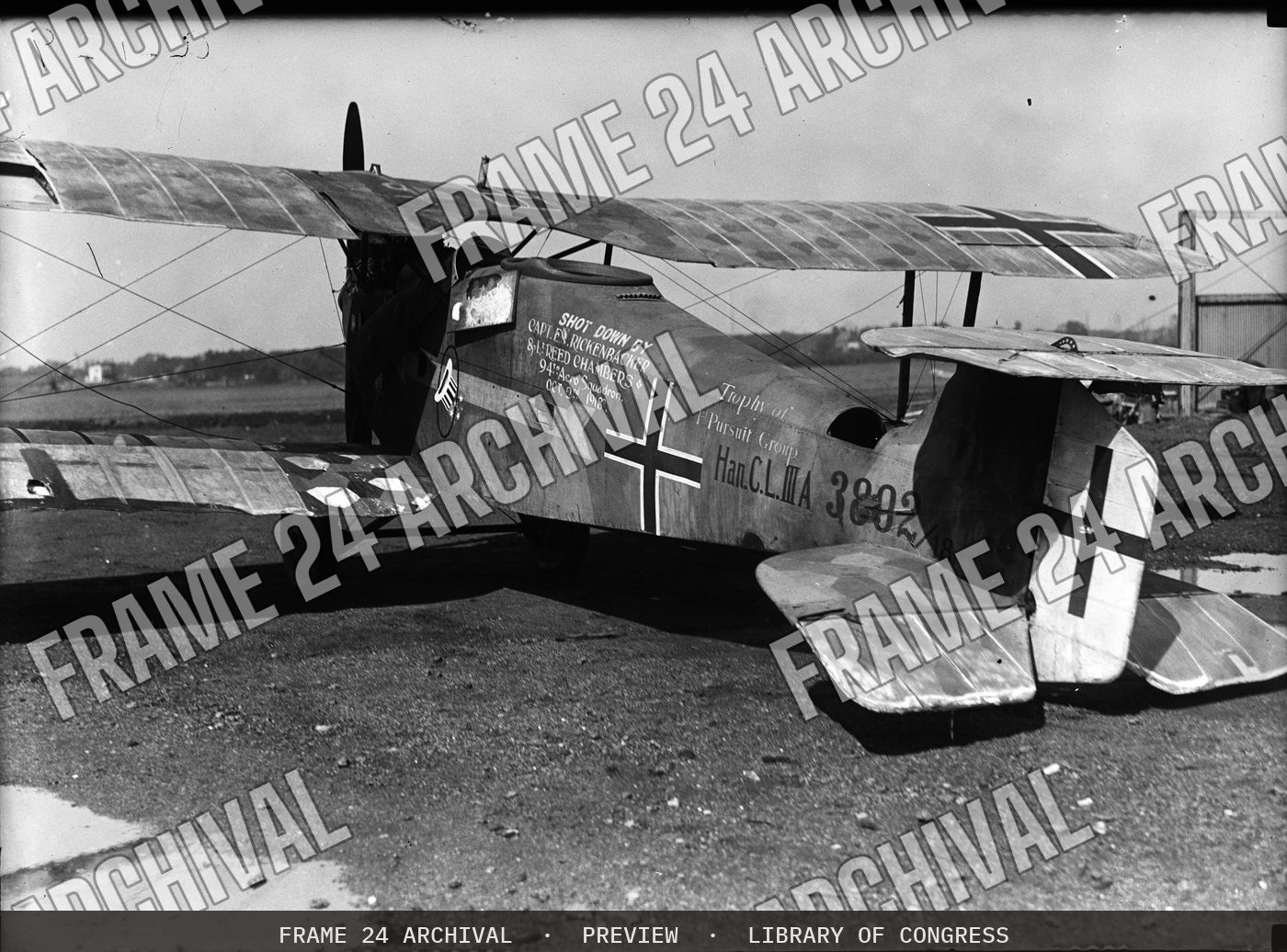 Airplane (1915), restored vintage black and white photograph