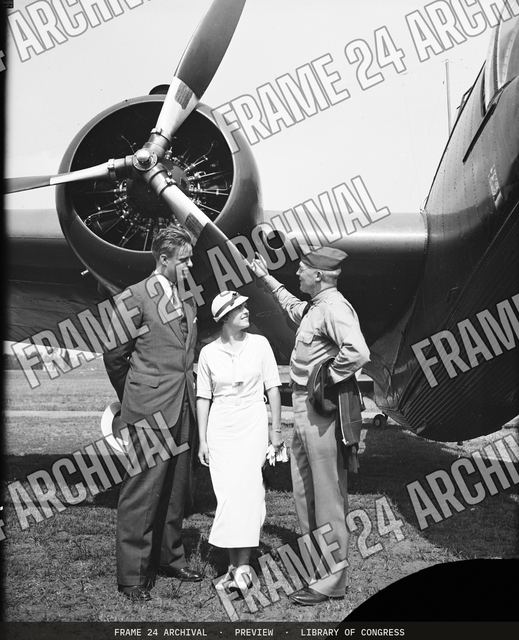 Airplane, vintage black and white photograph