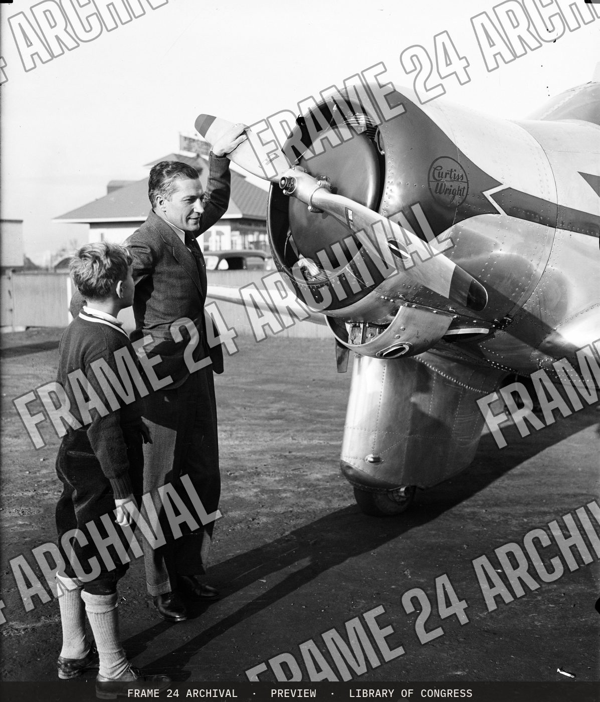 Airplane (1936), restored vintage black and white photograph