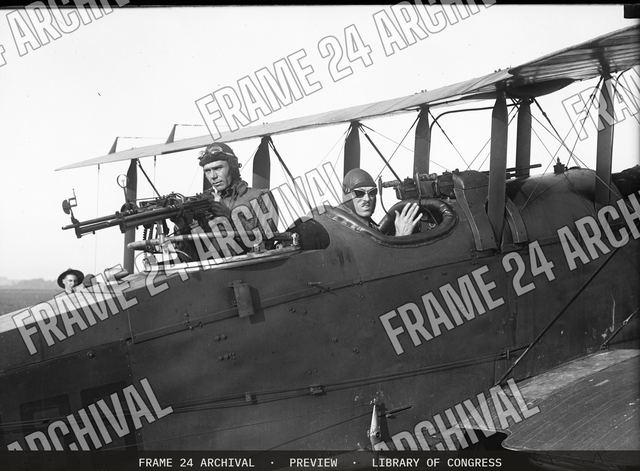Airplane with artillery, vintage black and white photograph