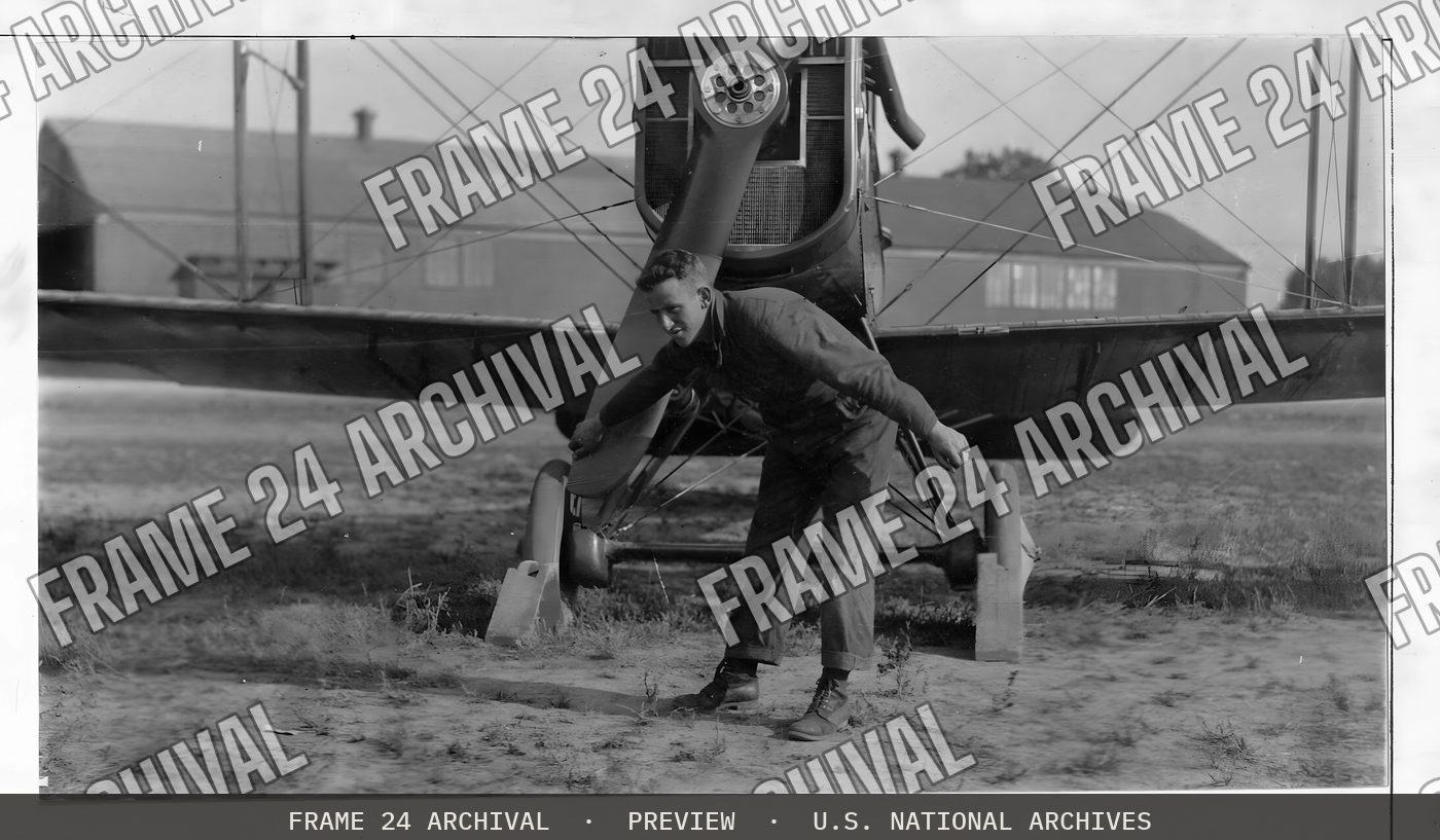 Airplanes - Flight - Airplane starting flight, restored vintage black and white photograph