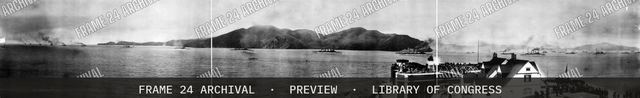 Atlantic fleet entering Golden Gate, May 6th, vintage black and white photograph