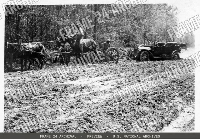 Automobile Breakdown, vintage black and white photograph