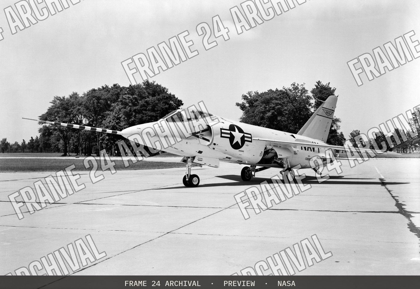 F11F Airplane (1957), restored vintage black and white photograph