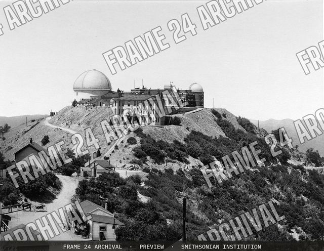 Lick Observatory, Mount Hamilton, California, vintage black and white photograph