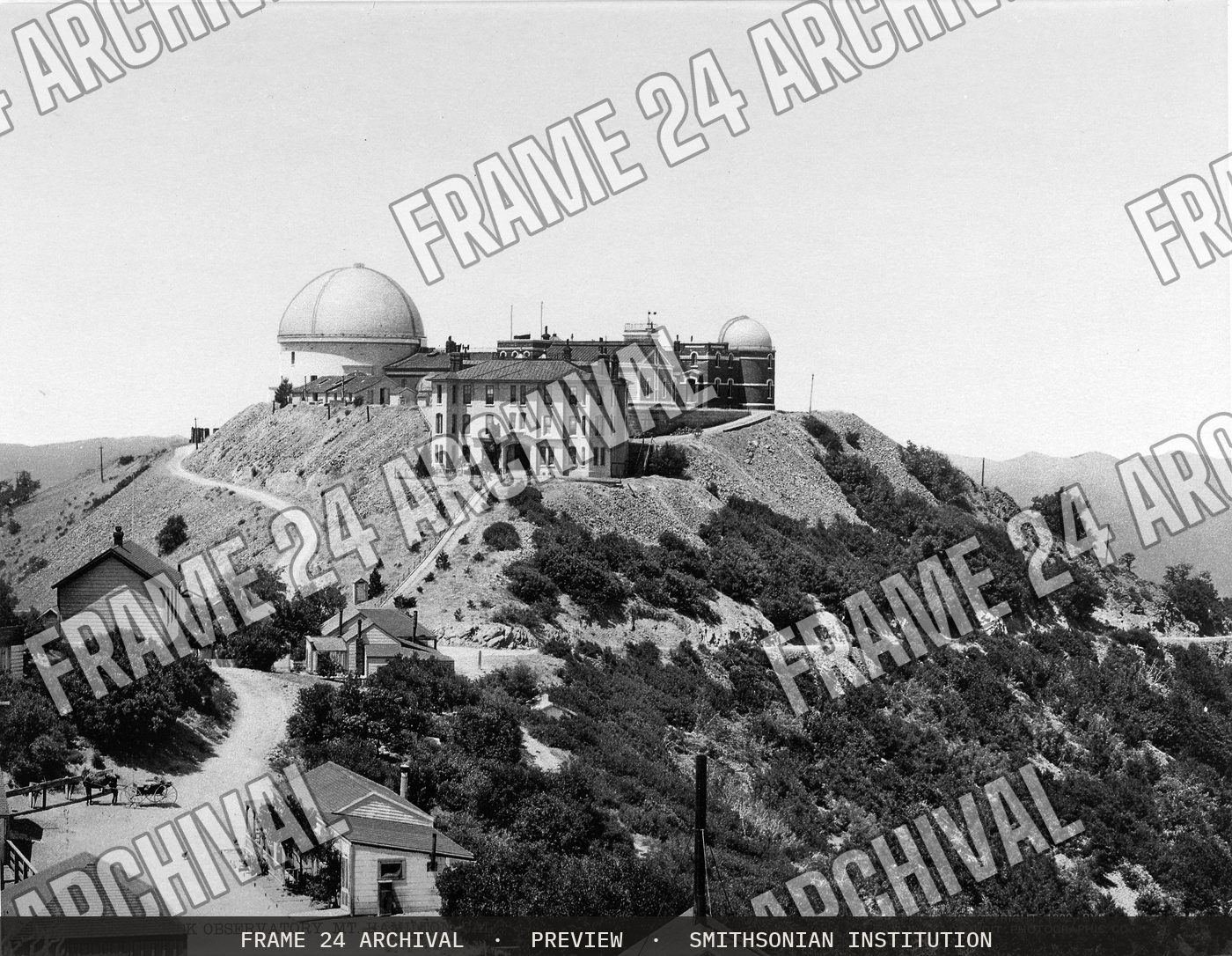 Lick Observatory, Mount Hamilton, California (1902), restored vintage black and white photograph