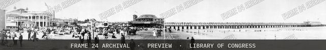 Long Beach pier, Long Beach, Cal, vintage black and white photograph
