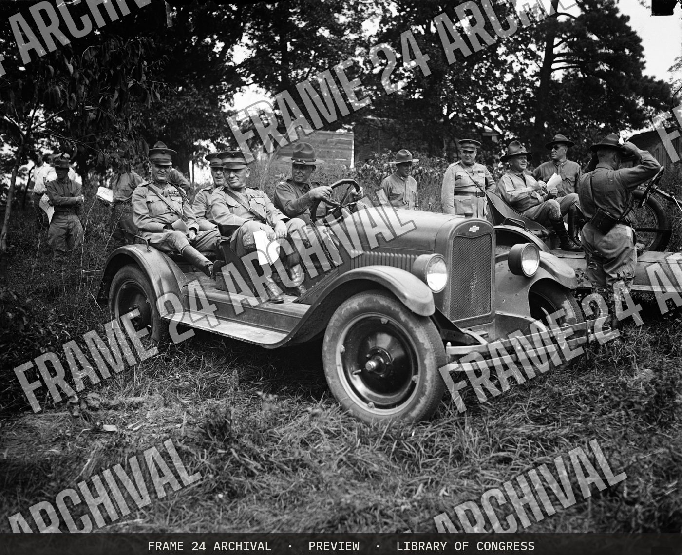 Military automobiles (1925), restored vintage black and white photograph
