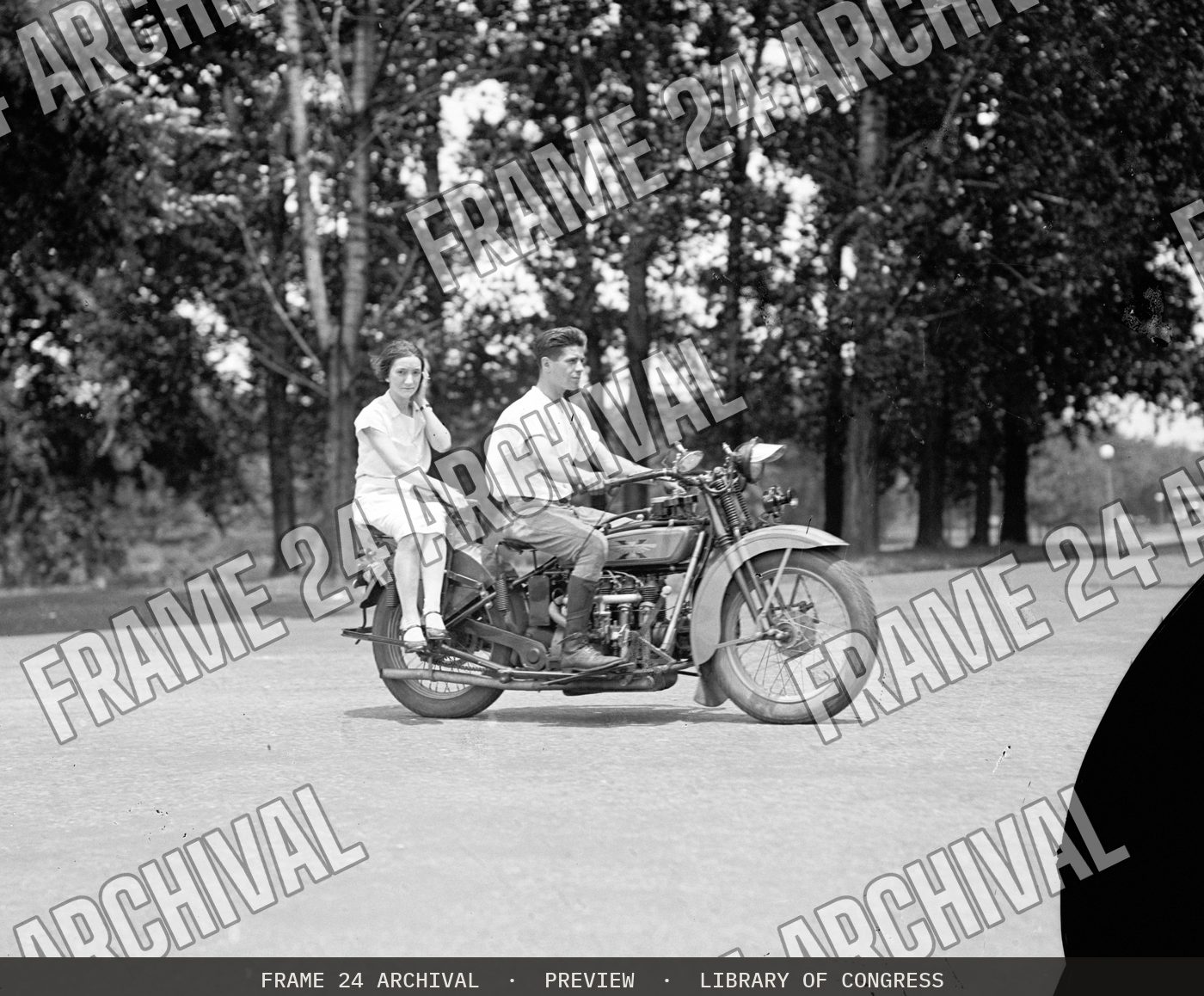 Motorcycle (1929), restored vintage black and white photograph