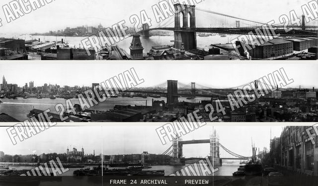 New York Bridges, vintage black and white photograph