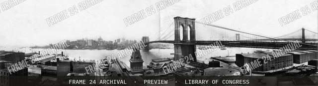 New York & bridges from Brooklyn, vintage black and white photograph