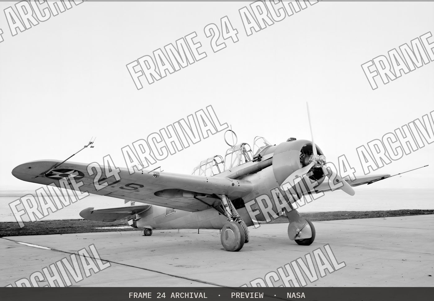 O-47A Airplane - first test airplane at Ames (1940), restored vintage black and white photograph