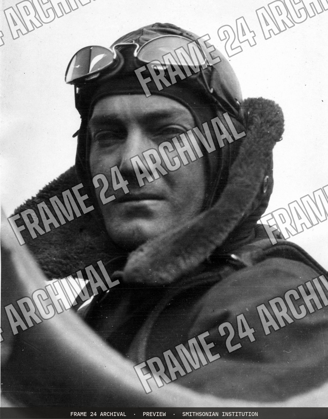 Photograph of airmail pilot Warren D. Williams (1921), restored vintage black and white photograph