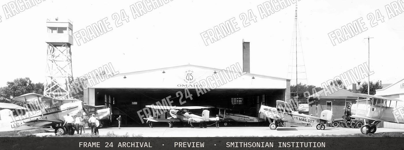 Photograph of airmail planes at Omaha, Nebraska (1924), restored vintage black and white photograph