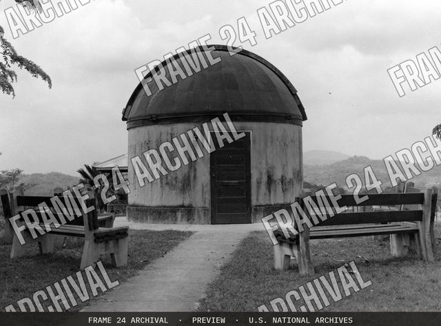 Photograph of Canal Zone Observatory, vintage black and white photograph