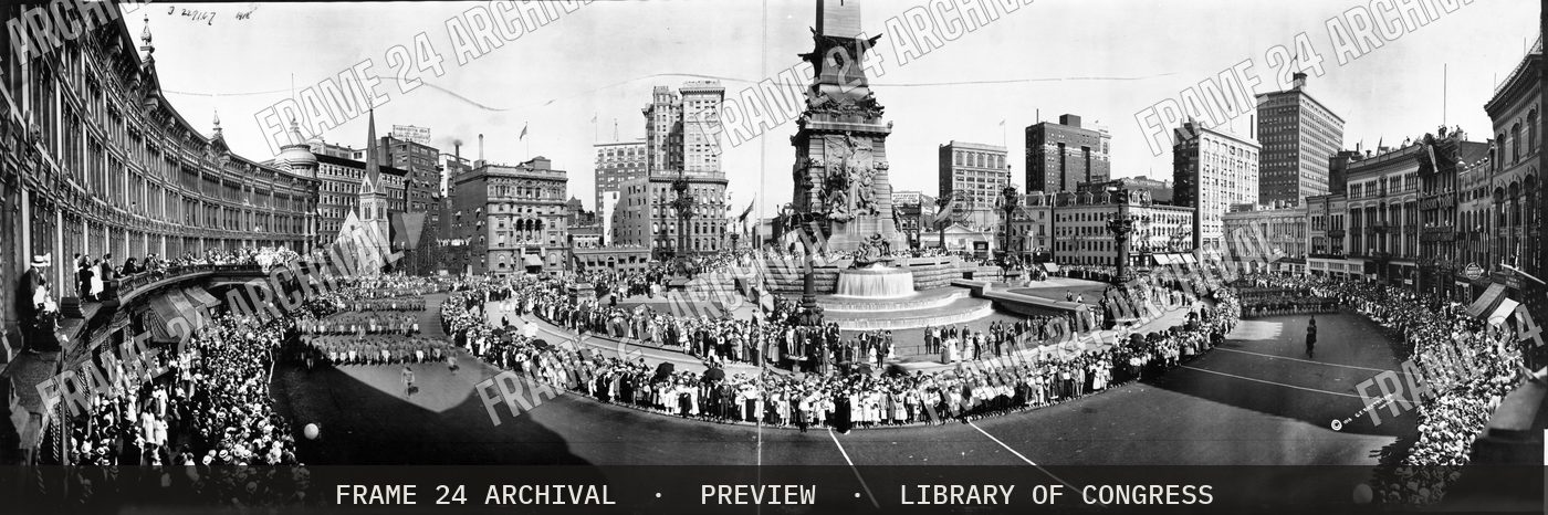 Soldiers farewell parade (1918), restored vintage black and white photograph