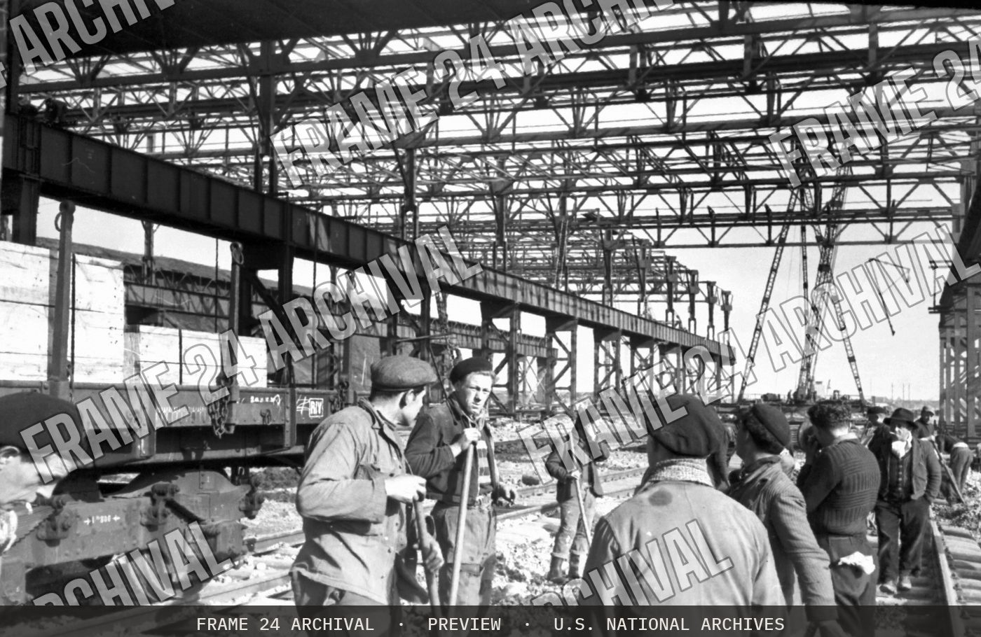 Steel Mill, Lorraine (Magazine Unit Negs), restored vintage black and white photograph