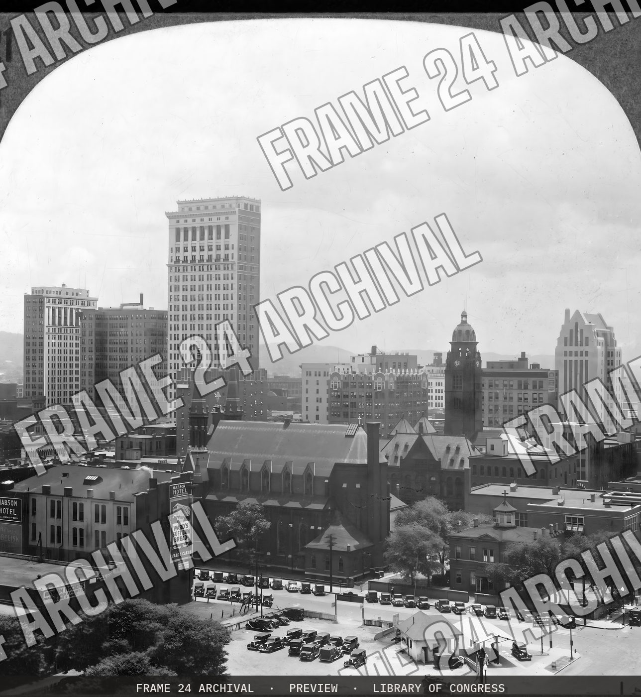 The skyscraper section of Birmingham, Ala (1935), restored vintage black and white photograph