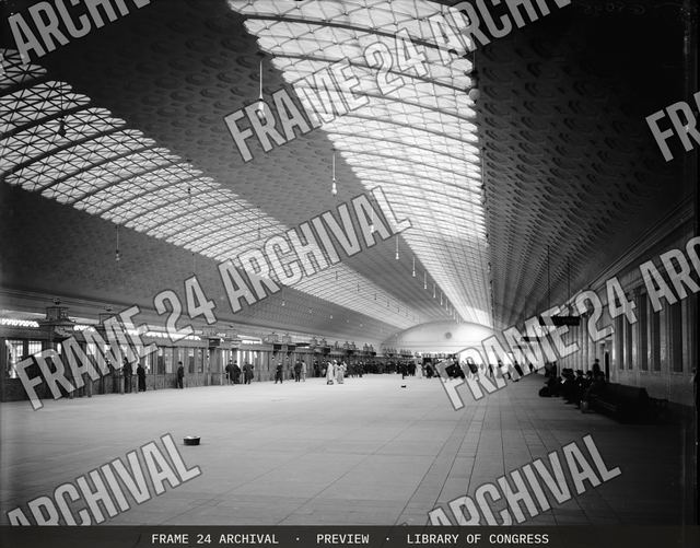 Train concourse, new Union Station, Washington, D.C, vintage black and white photograph