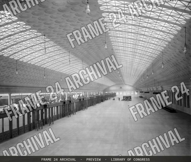Train concourse, Union Station, Washington, D.C, vintage black and white photograph