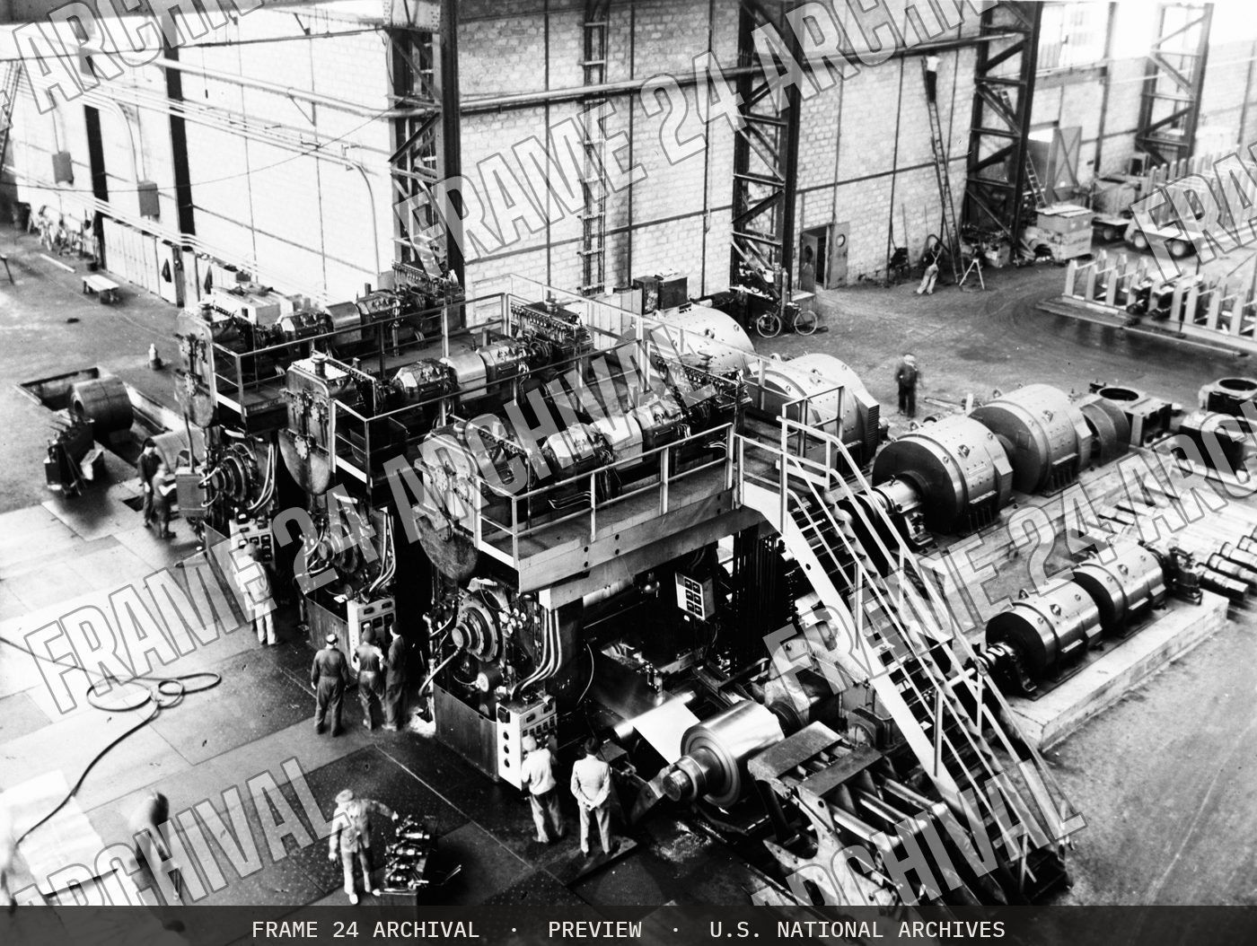 USINOR Steel Mill - Montatair and Denain, restored vintage black and white photograph