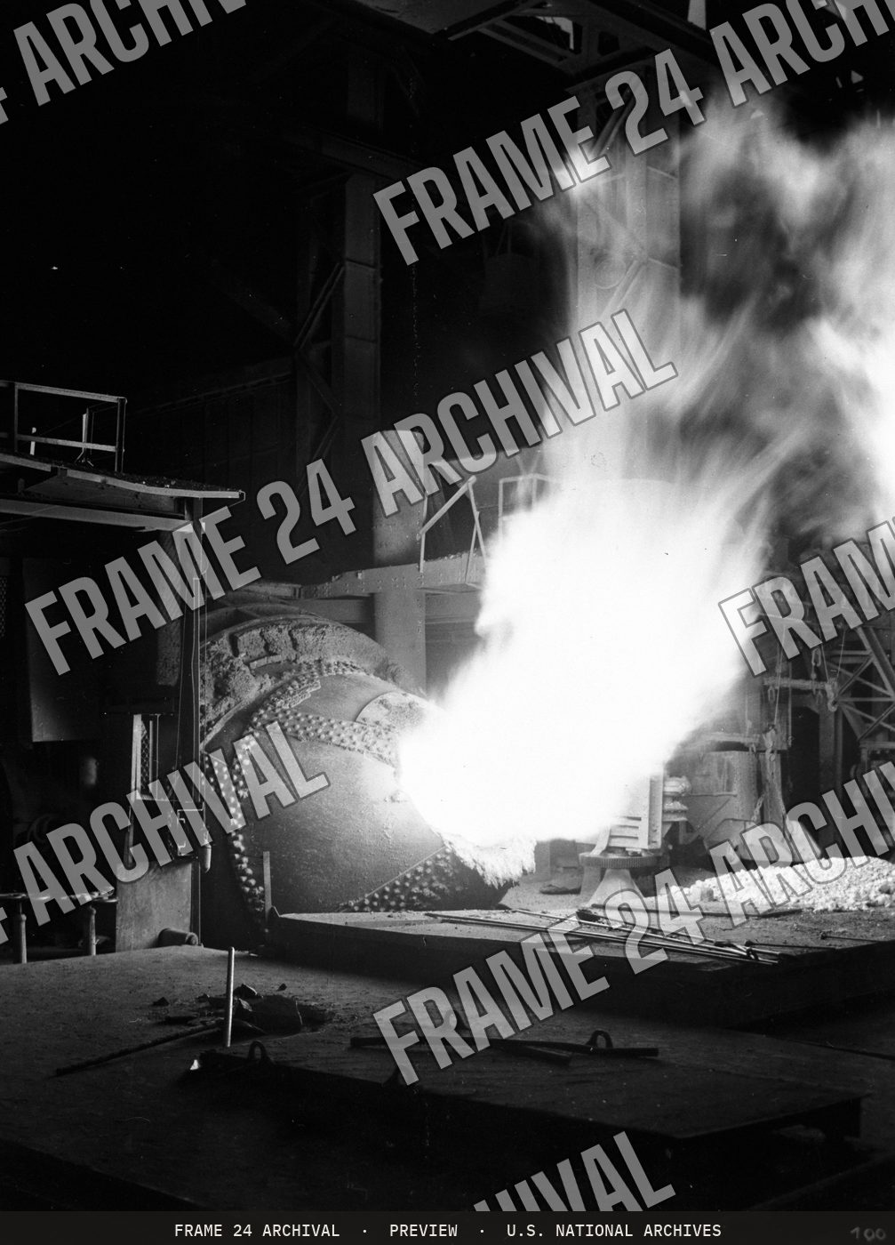 USINOR Steel Mill - Montatair and Denain, restored vintage black and white photograph