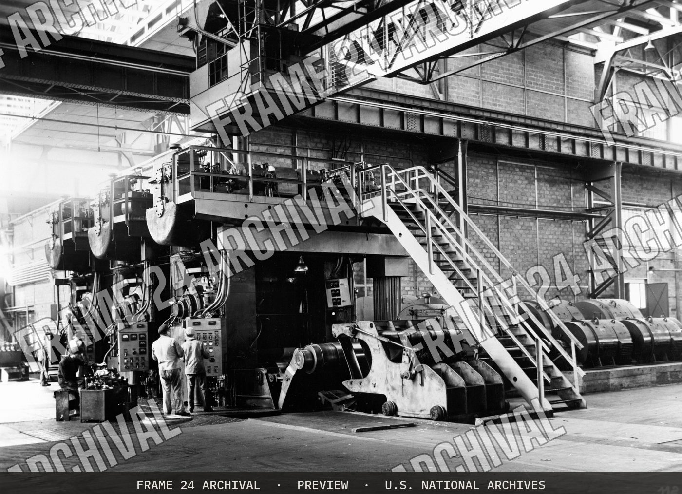 USINOR Steel Mill - Montatair and Denain, restored vintage black and white photograph